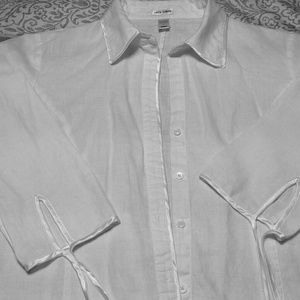 White Linen light weight jacket blouse.
